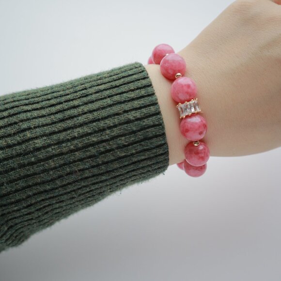 Handmade Natural Rhodonite bracelet-Great for summer! Healing!Heart Chakra! - Picture 4 of 5